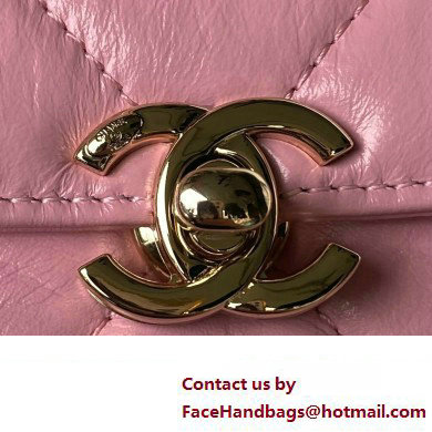 Chanel Quilted Shiny Calfskin  &  Gold-Tone Metal Small box Bag AS4470 Pink 2023